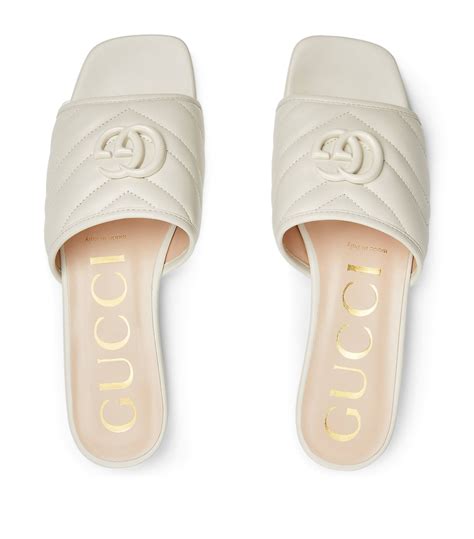gucci palm slippers white